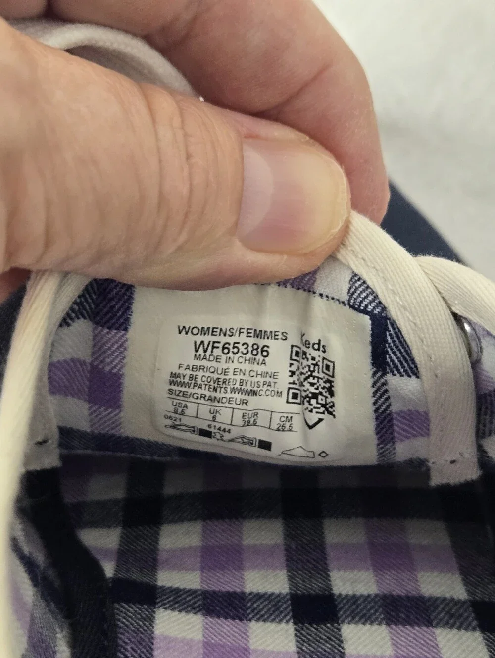 Keds x Kate Spade Navy Blue Canvas Plaid Champion Sneakers WF65386 women's8.5